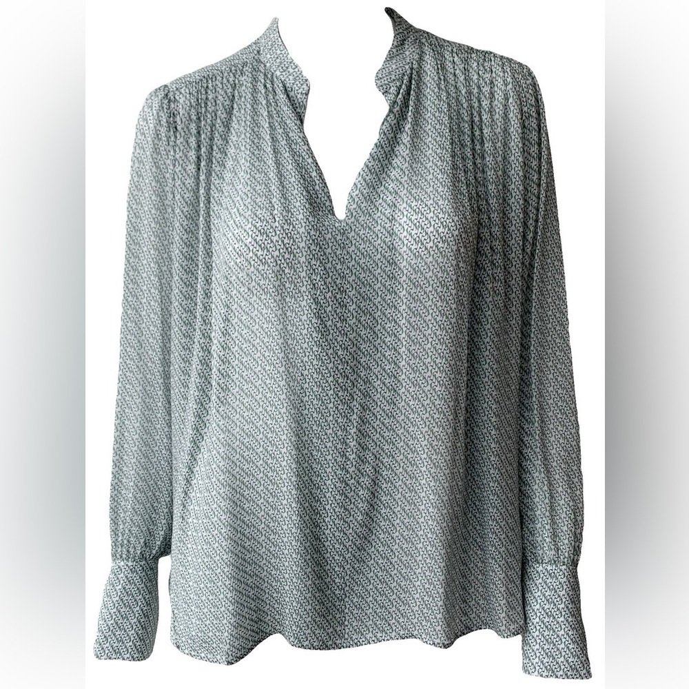 RARE Rag & Bone NWT CARLY CHIFFON PRINTED TOP in GREEN MULTI—XS